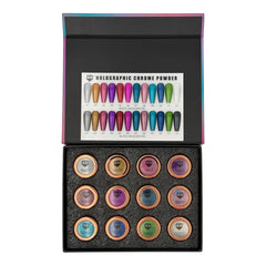 HNS HOLOGRAPHIC CHROME POWDER 12 COLORS COLECCTION free 2 base chorme HNS