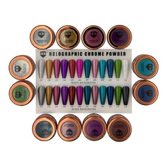 HNS HOLOGRAPHIC CHROME POWDER 12 COLORS COLECCTION free 2 base chorme HNS