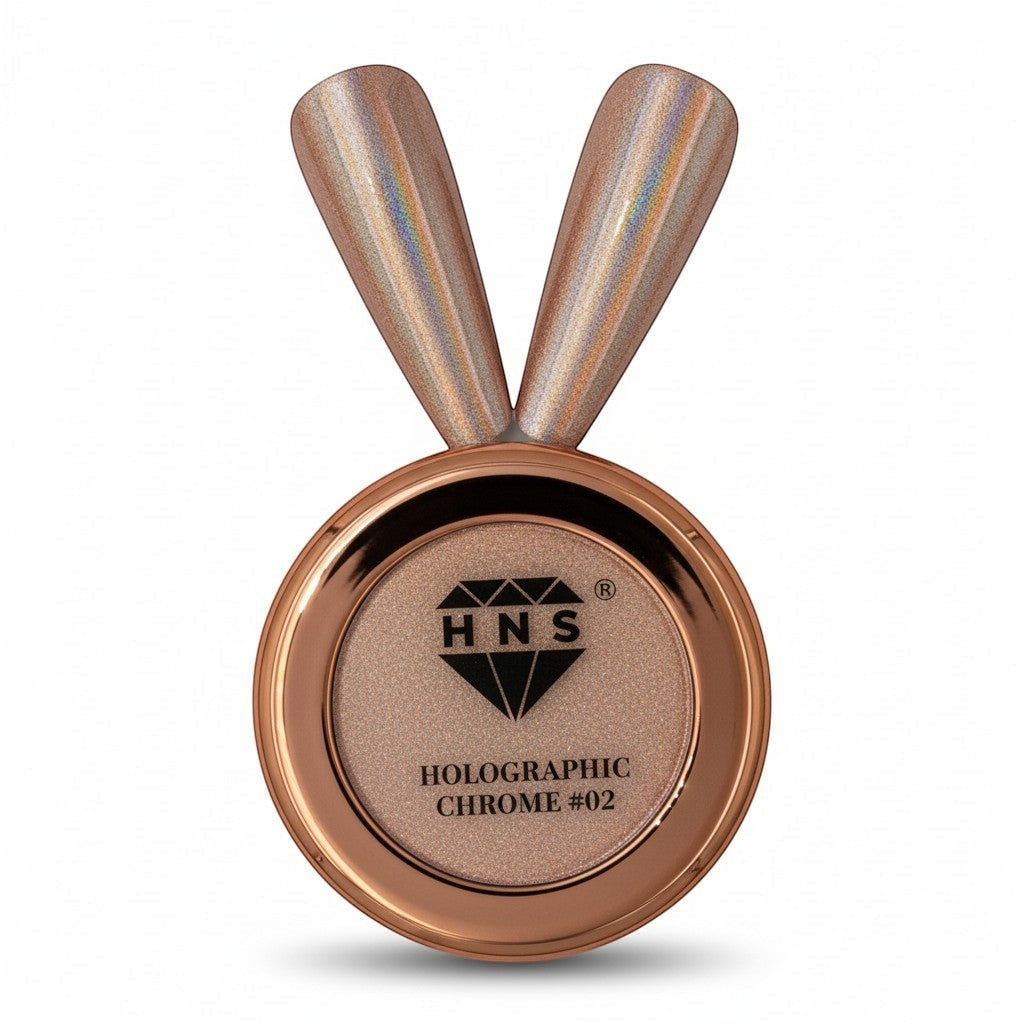 My Store HNS Holographic Chrome #02 pigment powder with rose gold applicator